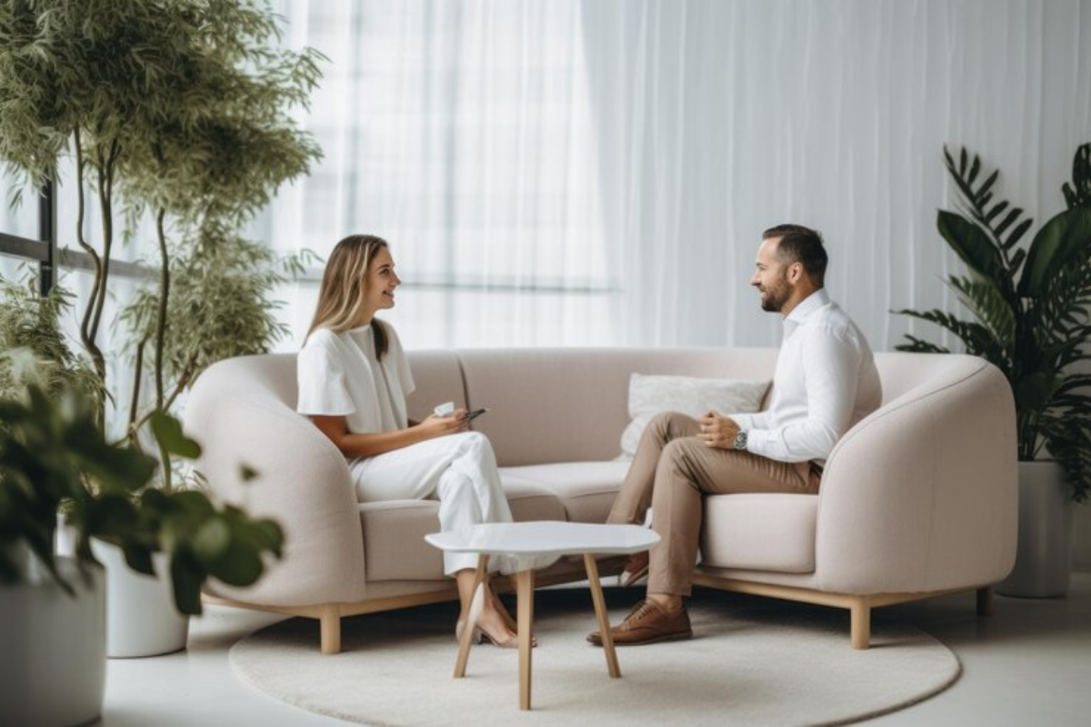A calm and supportive guide offering relationship counselling to a person seeking clarity and emotional healing.